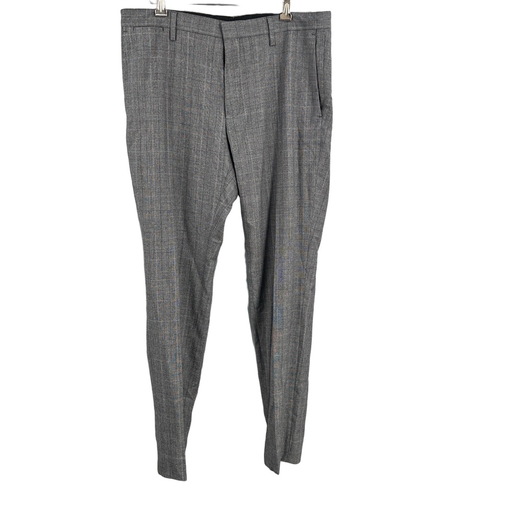 GANT‎ Men’s Tailored Slim Fit Trousers Gray Check 100% Wool Size 38